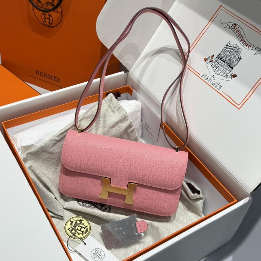 Hermes Constance Elan Bag 24cm - Rose Pink / Gold Hardware