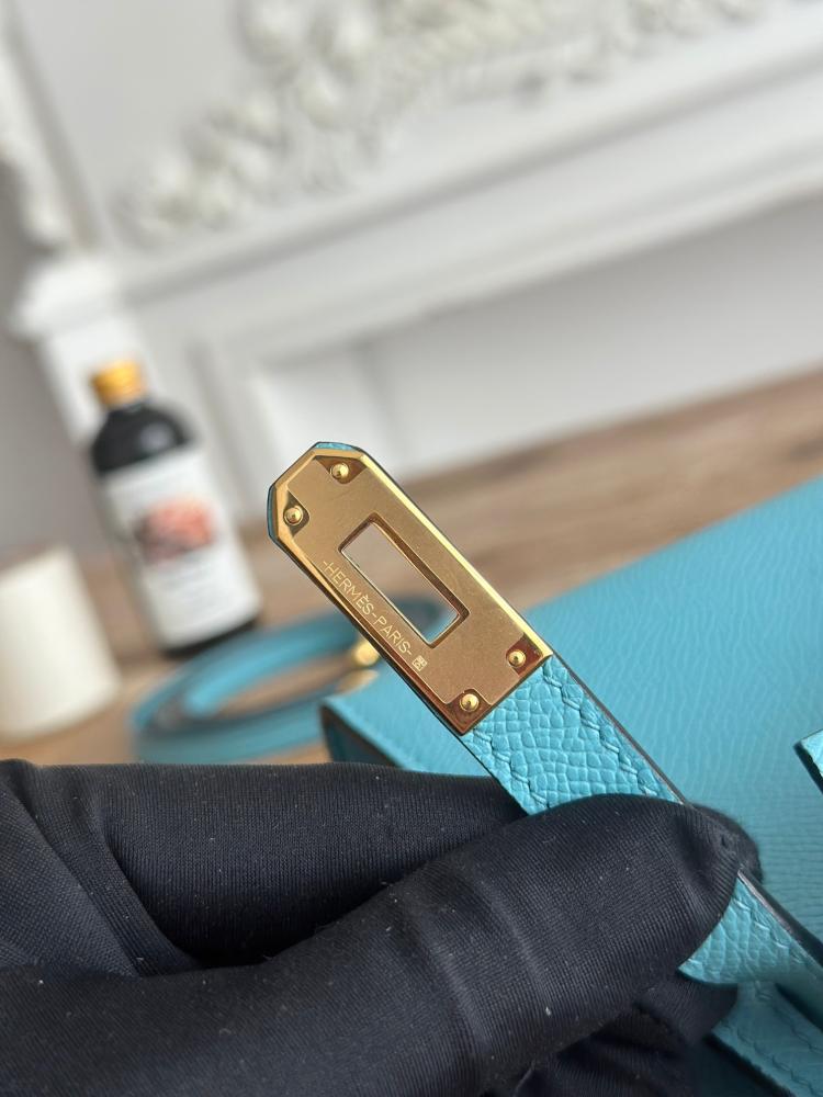 Hermes Mini Kelly II Bag 19cm - Lagoon Blue / Gold Hardware