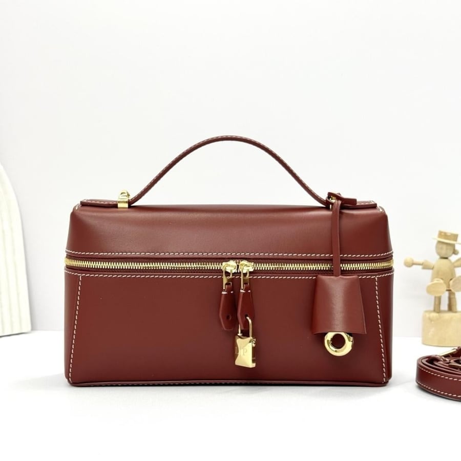Loro Piana Smooth Leather Elongated Top Handle Bag