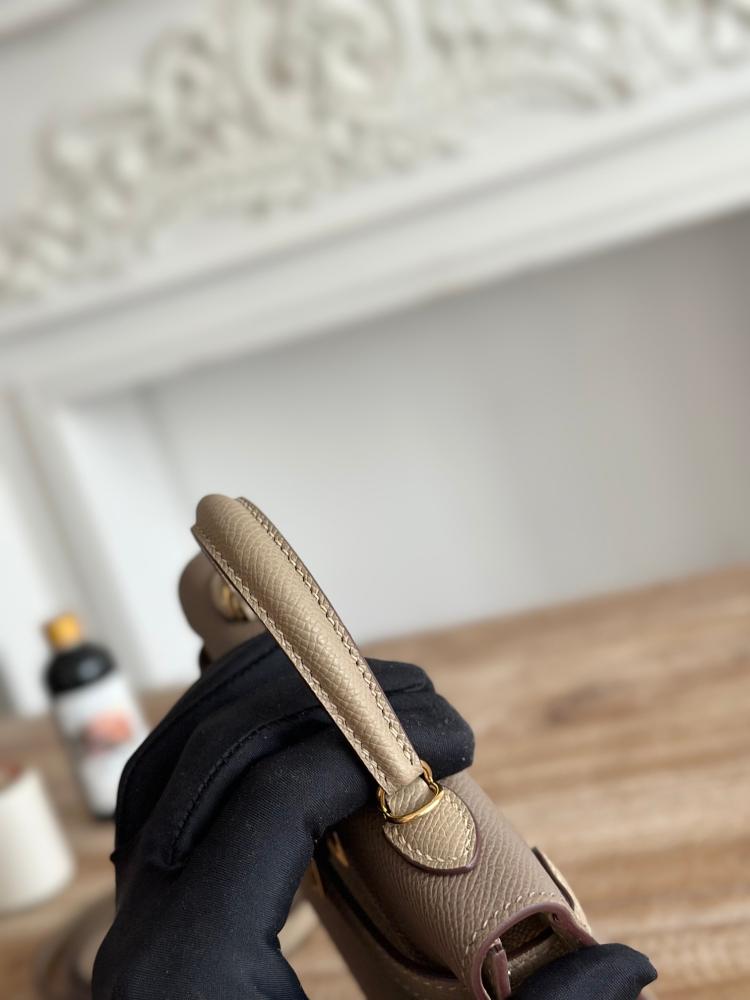 Hermes Mini Kelly II Touch Bag 19cm - Etoupe & Beige / Gold Hardware