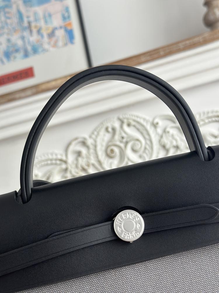 Hermes Herbag Zip Bag 31cm - Grey & Black