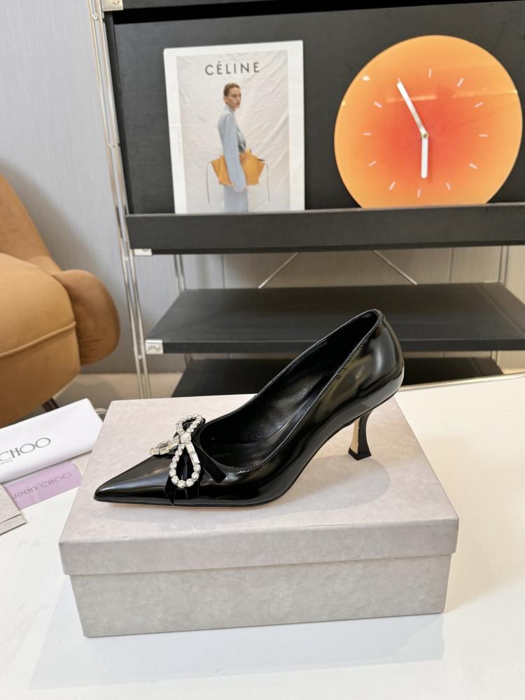 Jimmy Choo Crystal Bow Glossy Kitten Heels 35-41