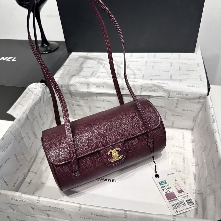 Chanel Grained Leather Cylindrical Bag