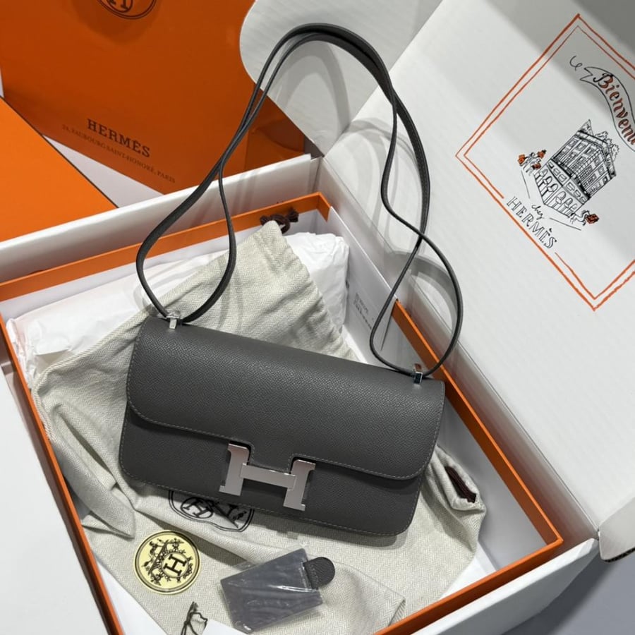 Hermes Constance Elan Bag 24cm - Graphite Grey / Silver Hardware
