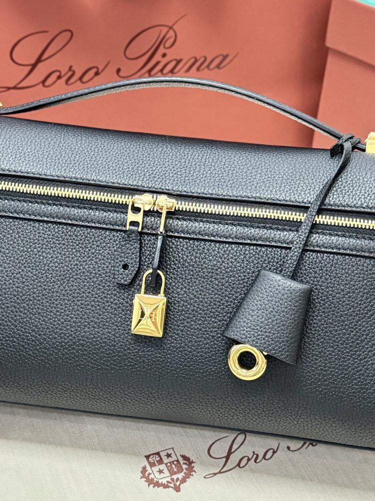 Loro Piana Elongated Extra Pocket Bag in Grained Leather