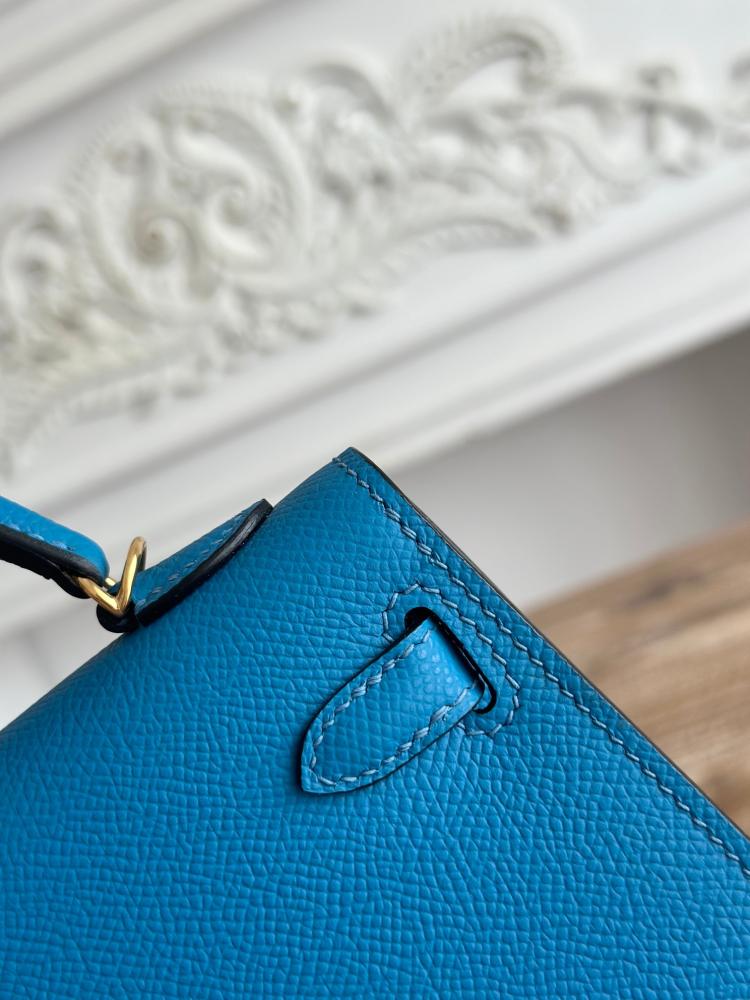 Hermes Mini Kelly II Bag 19cm - Turquoise Blue / Gold Hardware