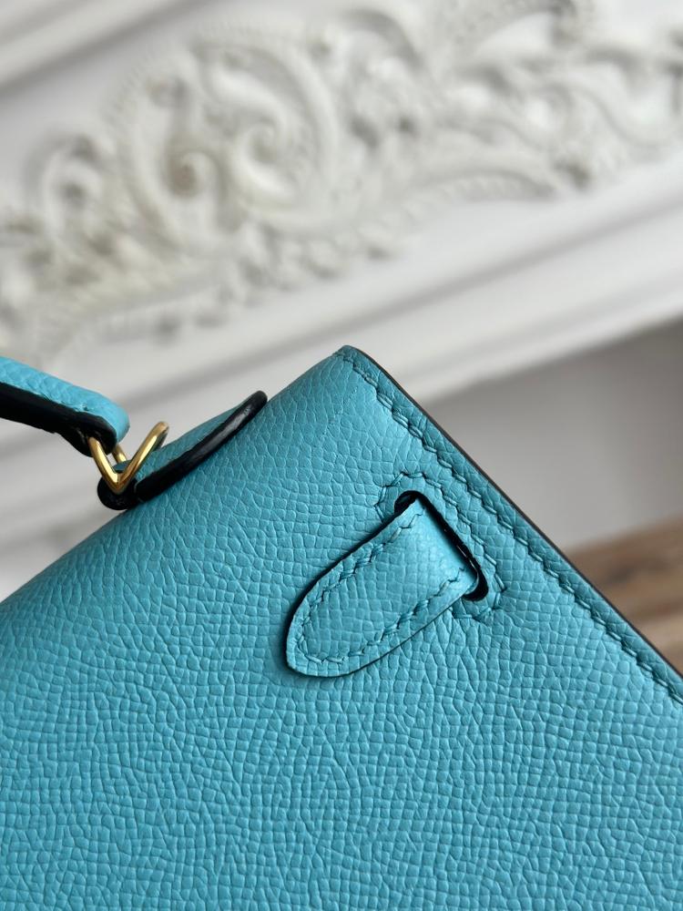 Hermes Mini Kelly II Bag 19cm - Lagoon Blue / Gold Hardware