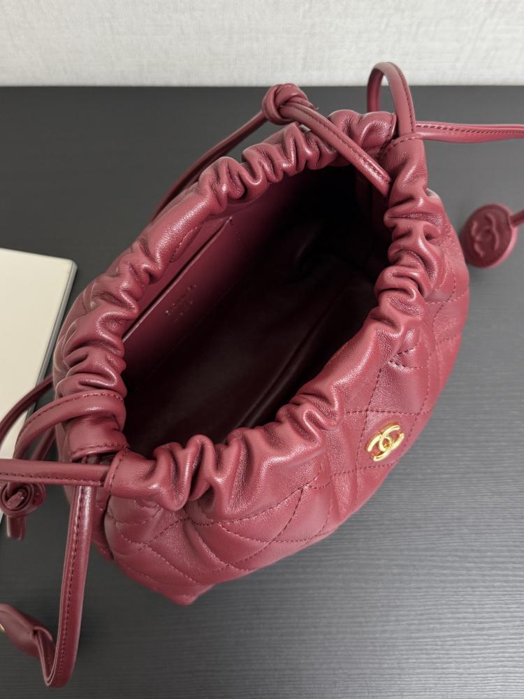 Chanel Quilted Leather Drawstring Pouch