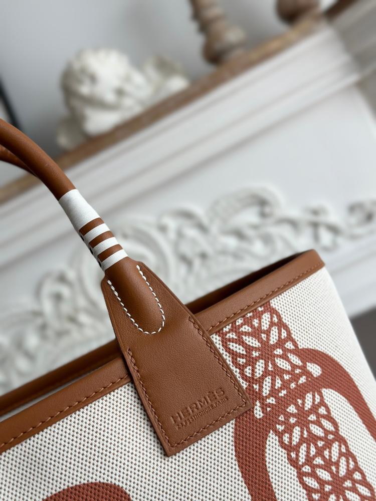 Hermes Steeple 28 Printed Canvas Tote Bag