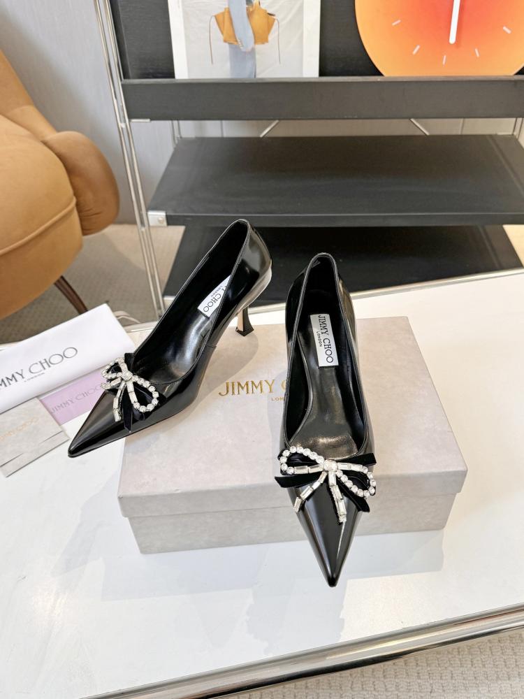 Jimmy Choo Crystal Bow Glossy Kitten Heels 35-41