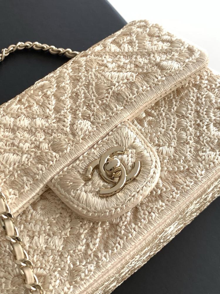 Chanel Embroidered Fabric Classic Flap Bag