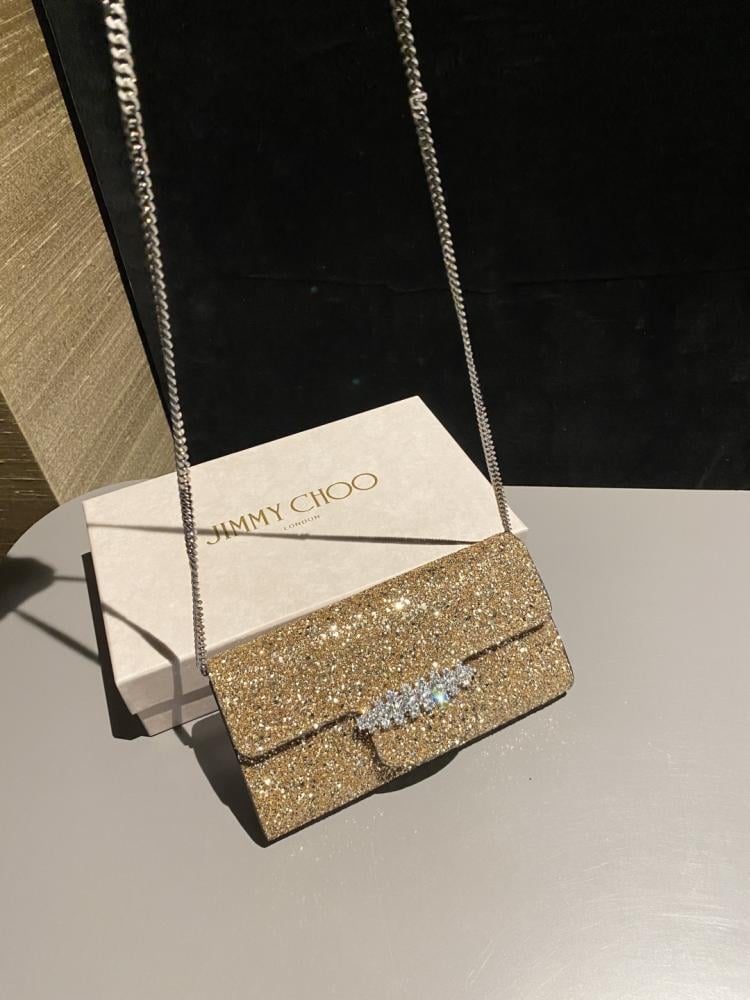 Jimmy Choo Crystal Embellished Clutch Wallet on Chain