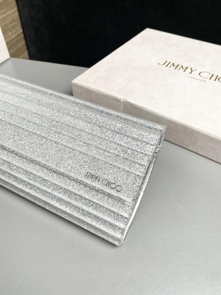 Jimmy Choo Structured Glitter Ribbed Clutch