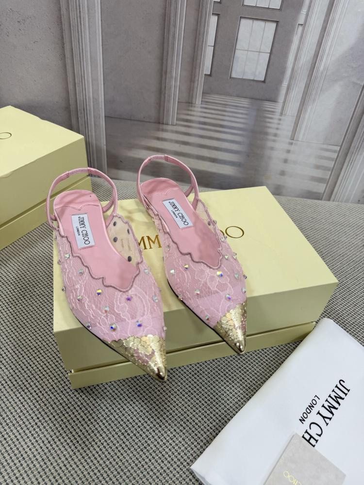 Jimmy Choo Embellished Pointed-Toe Flats 35-41