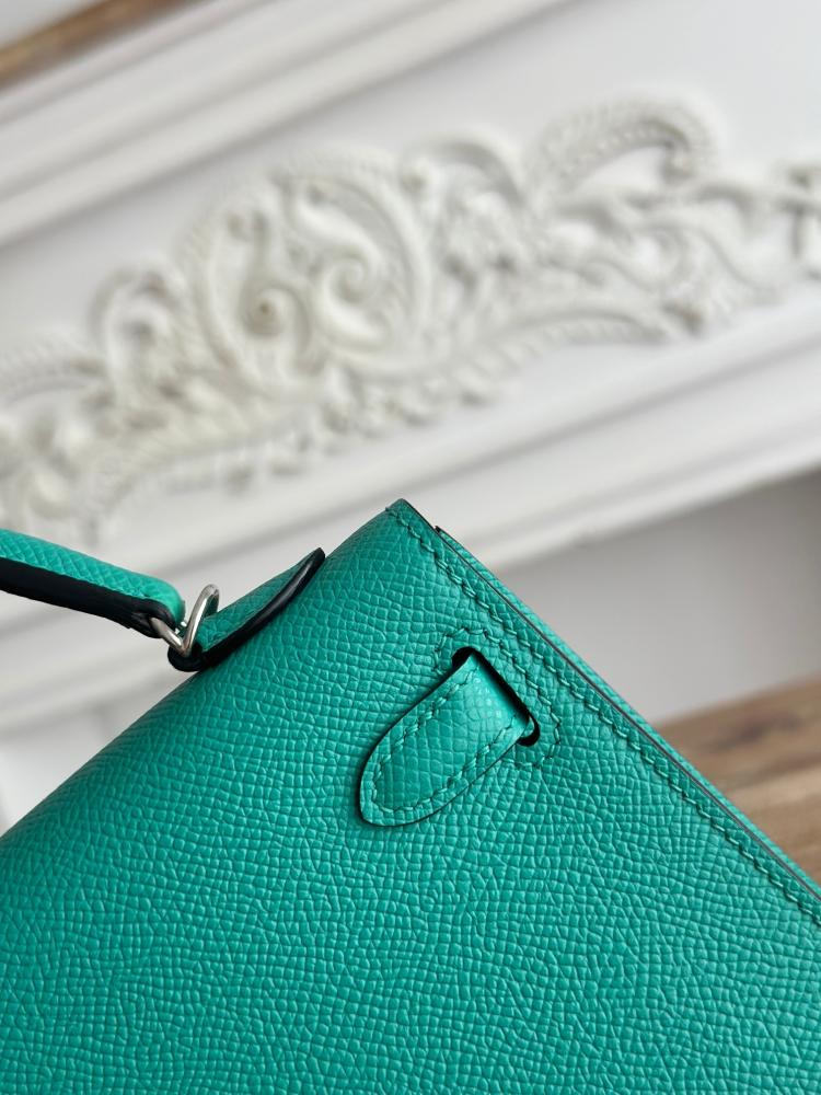 Hermes Mini Kelly II Bag 19cm - Teal / Silver Hardware