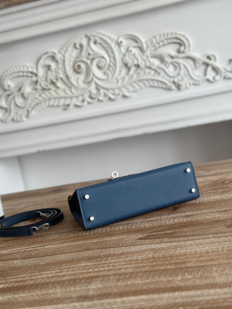 Hermes Mini Kelly II Bag 19cm - Deep Blue / Silver Hardware