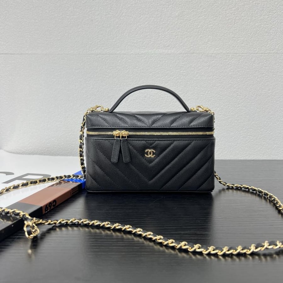 Chanel Quilted Grained Leather Vanity Case