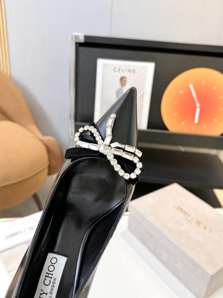 Jimmy Choo Crystal Bow Glossy Kitten Heels 35-41