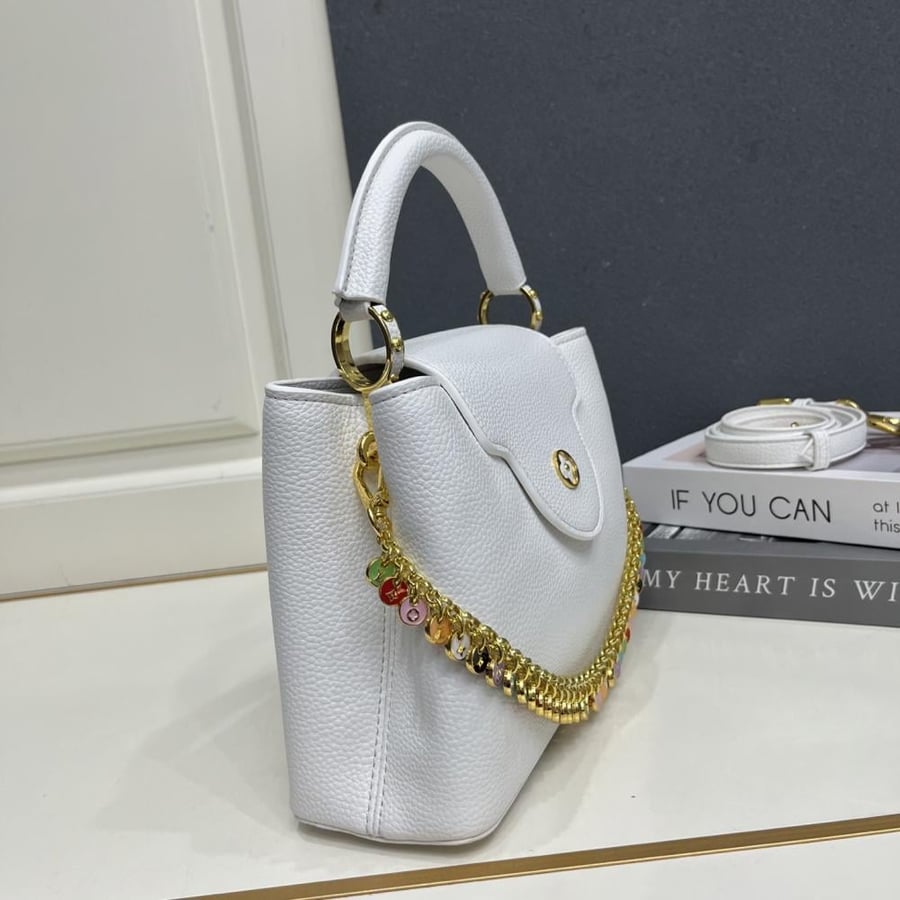 Louis Vuitton Capucines BB Leather Bag with Charms Chain