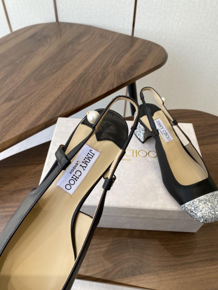 Jimmy Choo Glitter Toe Block Heel Slingbacks 35-41
