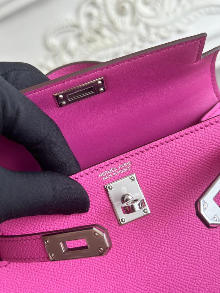 Hermes Mini Kelly II Bag 19cm - Hot Pink / Silver Hardware