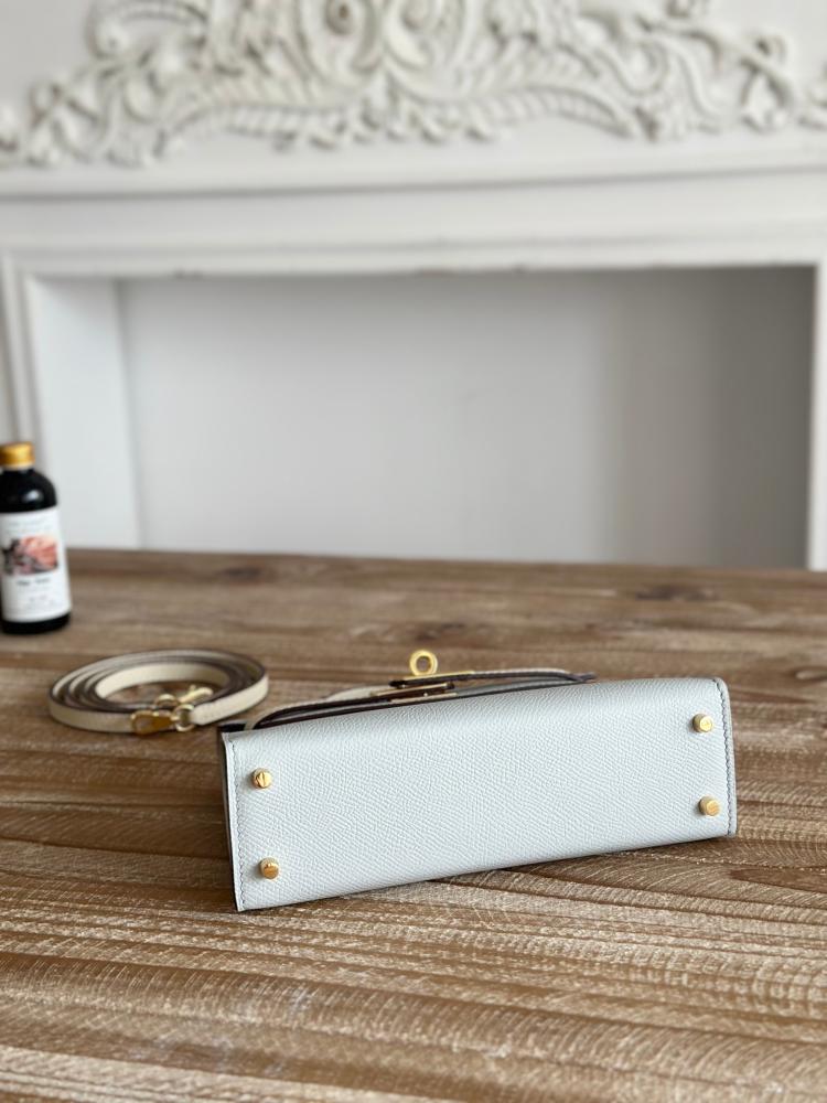 Hermes Mini Kelly II Touch Bag 19cm - Light Blue & Ecru / Gold Hardware