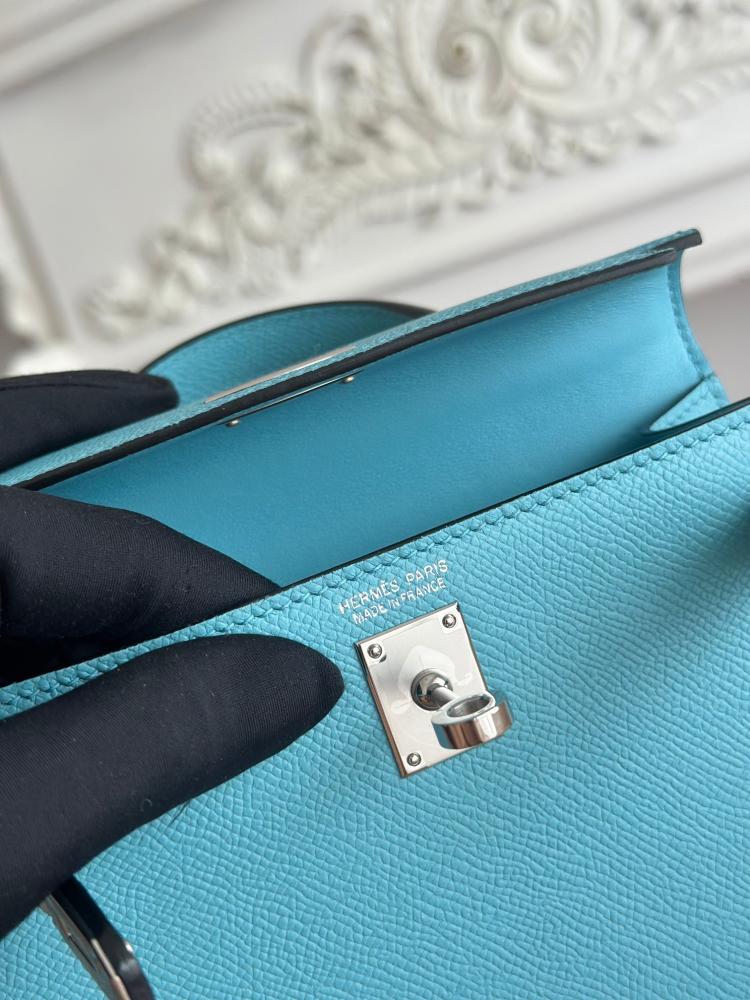 Hermes Mini Kelly II Bag 19cm - Lagoon Blue / Silver Hardware