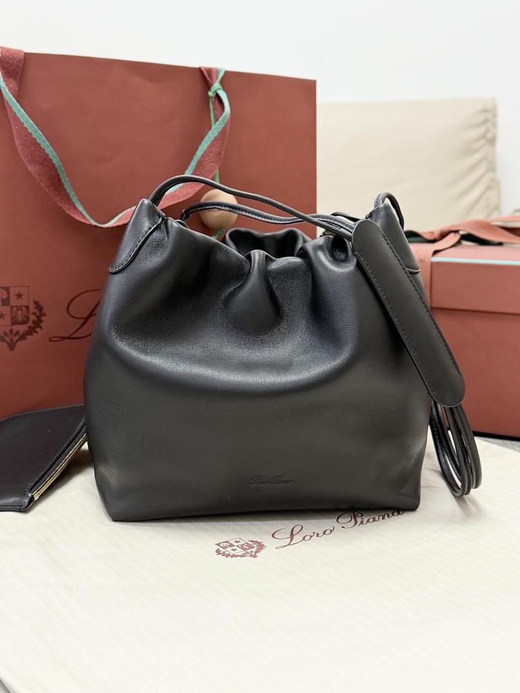 Loro Piana Bale Softy Drawstring Bucket Bag