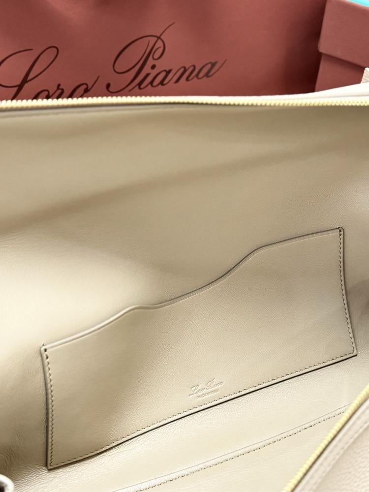 Loro Piana Elongated Extra Pocket Bag in Grained Leather