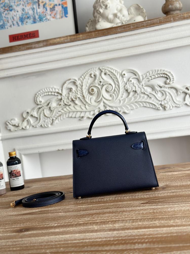 Hermes Mini Kelly II Touch Bag 19cm - Navy / Gold Hardware