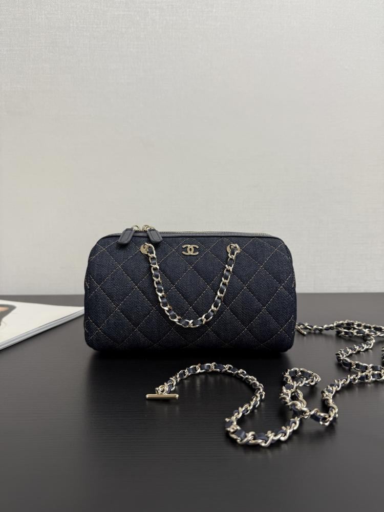 Chanel Quilted Denim Cylindrical Bag