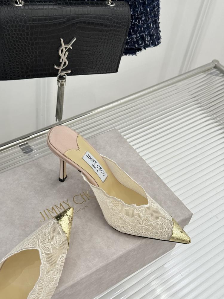 Jimmy Choo Lace Cap-Toe Mules 35-41