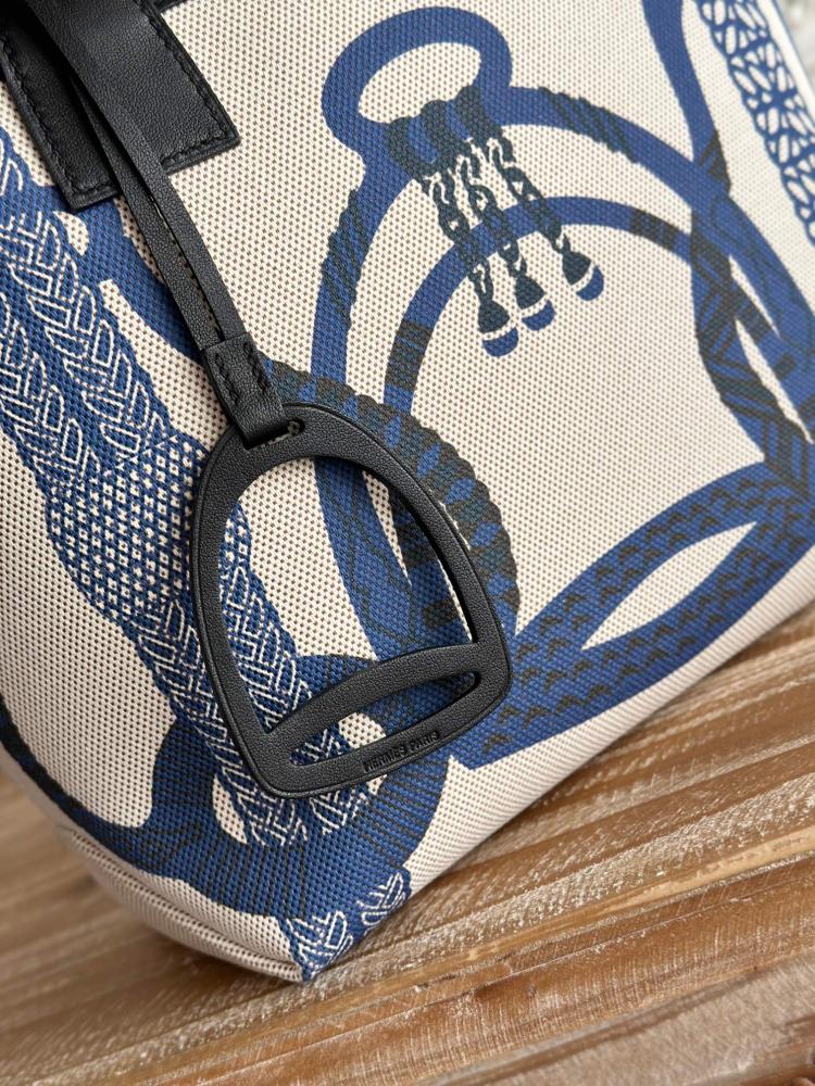 Hermes Steeple 28 Printed Canvas Tote Bag