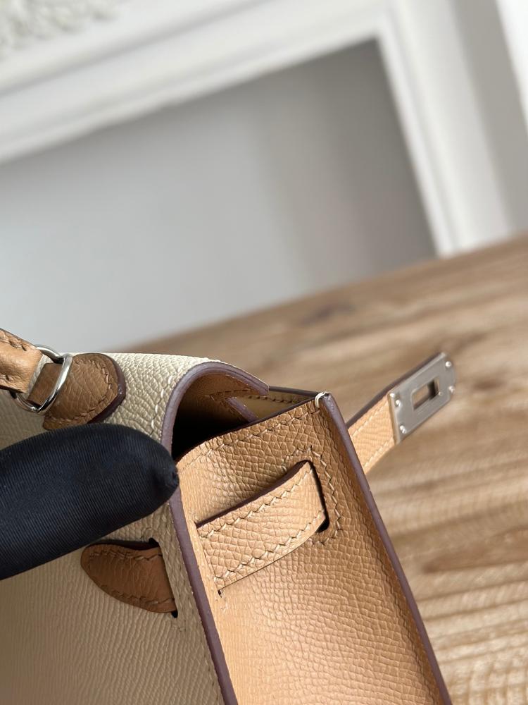Hermes Mini Kelly II Bag 19cm - Ecru & Tan / Silver Hardware