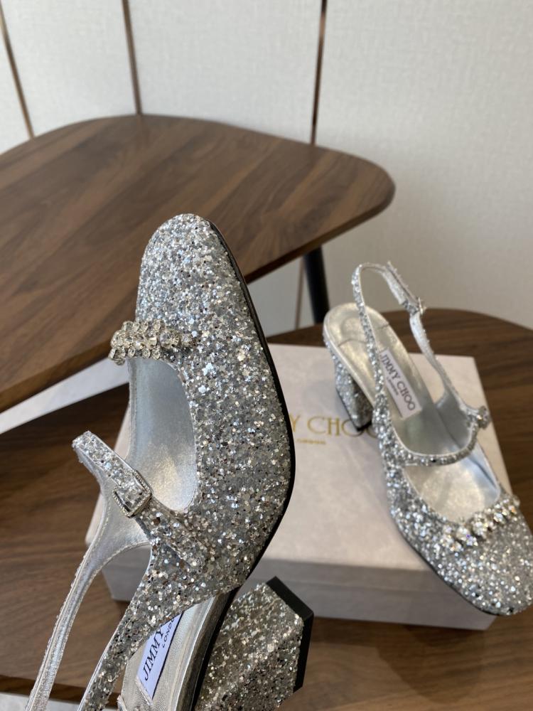 Jimmy Choo Crystal Embellished Block Heel Slingbacks 35-41