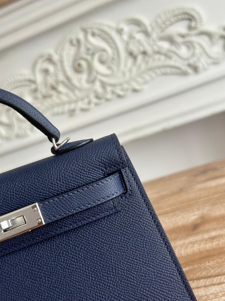 Hermes Mini Kelly II Bag 19cm - Navy / Silver Hardware
