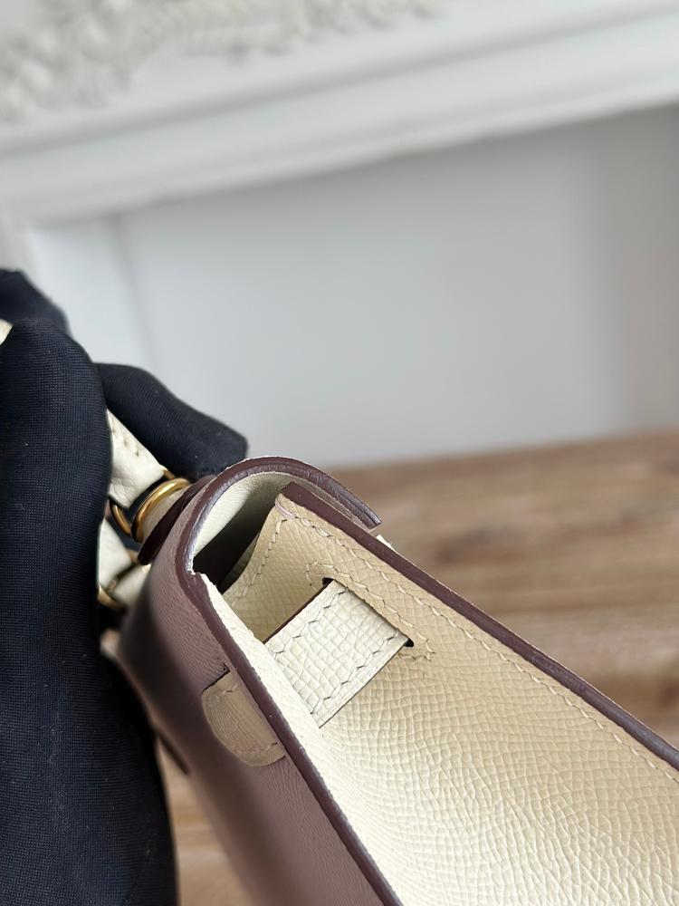 Hermes Mini Kelly II Touch Bag 19cm - Light Pink & Ecru / Gold Hardware