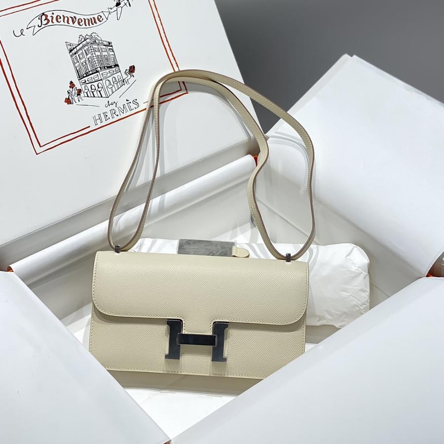 Hermes Constance Elan Bag 24cm - Ecru / Silver Hardware
