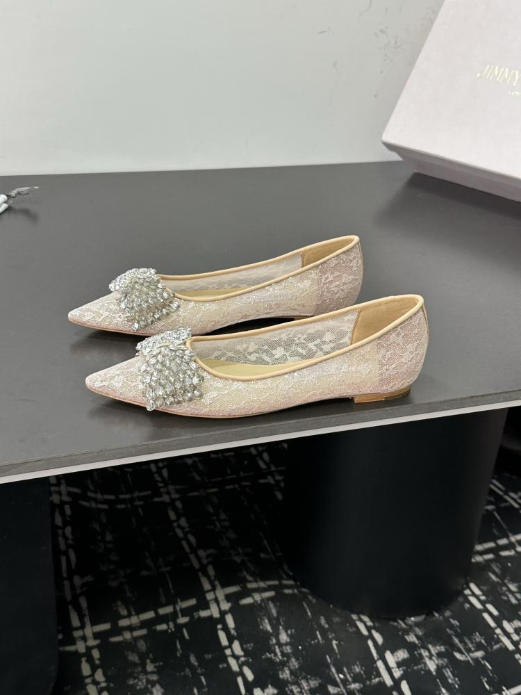 Jimmy Choo Embellished Pointed-Toe Flats 35-41