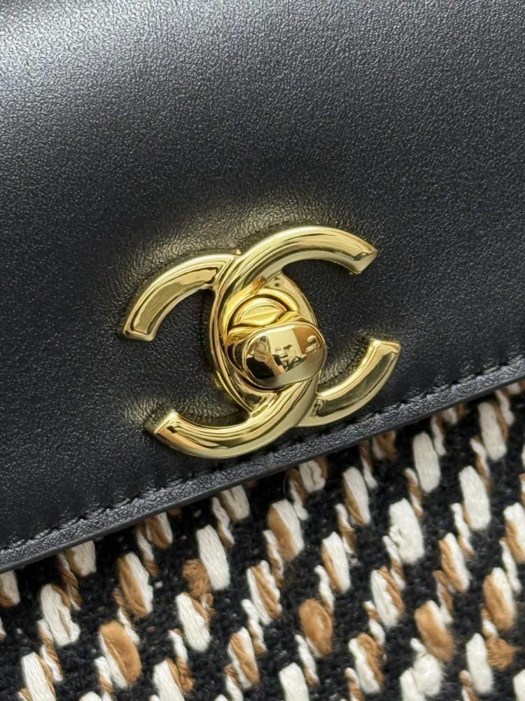 Chanel Woven Tweed and Smooth Leather Flap Bag
