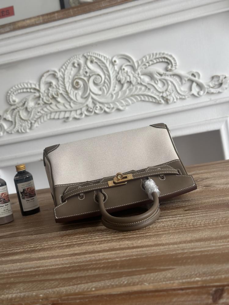 Hermes Birkin Bag 25/30cm - Dark Taupe & Ecru