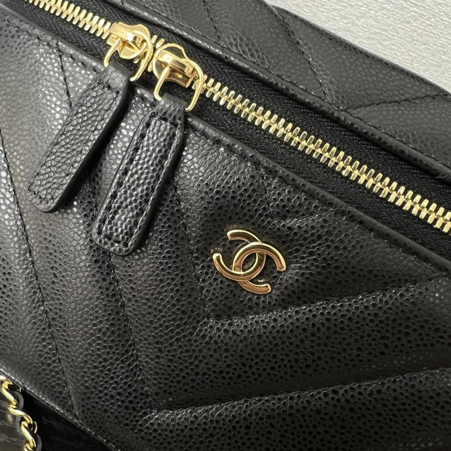 Chanel Quilted Grained Leather Vanity Case
