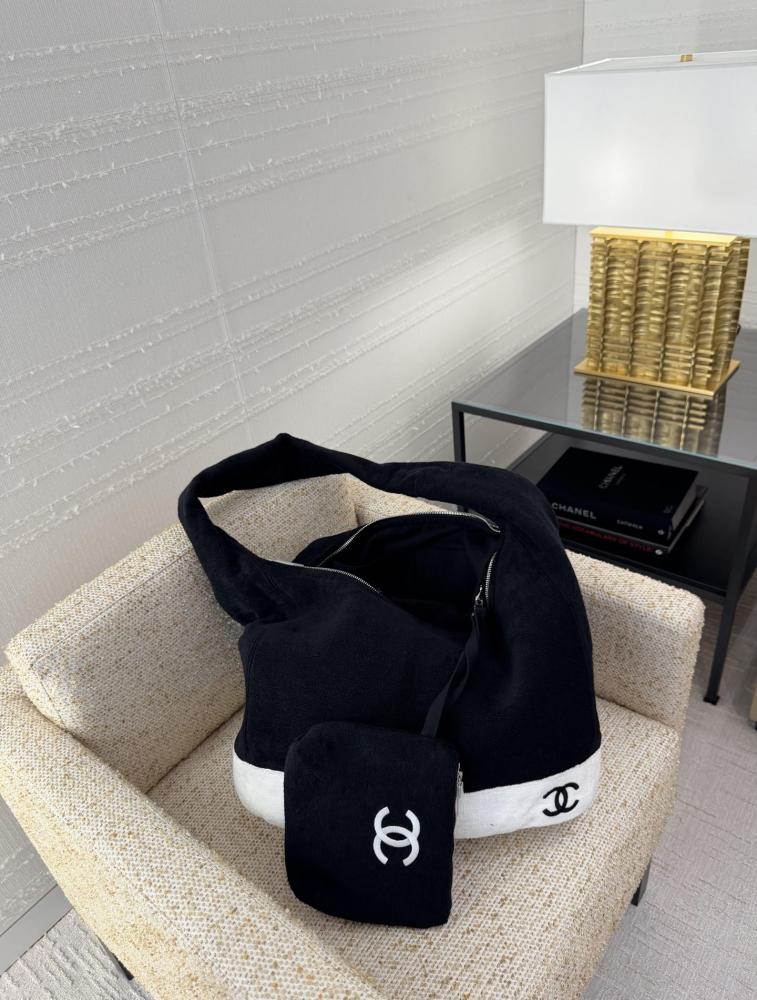 Chanel Terry Cotton Beach Bag Set with Pouch and Towel