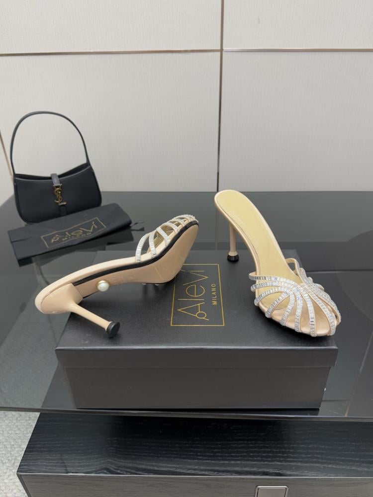 Alevì Milano Crystal-Embellished Mule Sandals (9cm) 35-39
