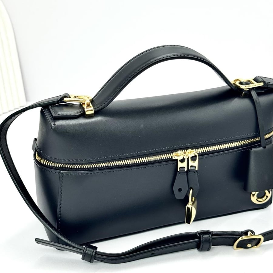 Loro Piana Smooth Leather Elongated Top Handle Bag