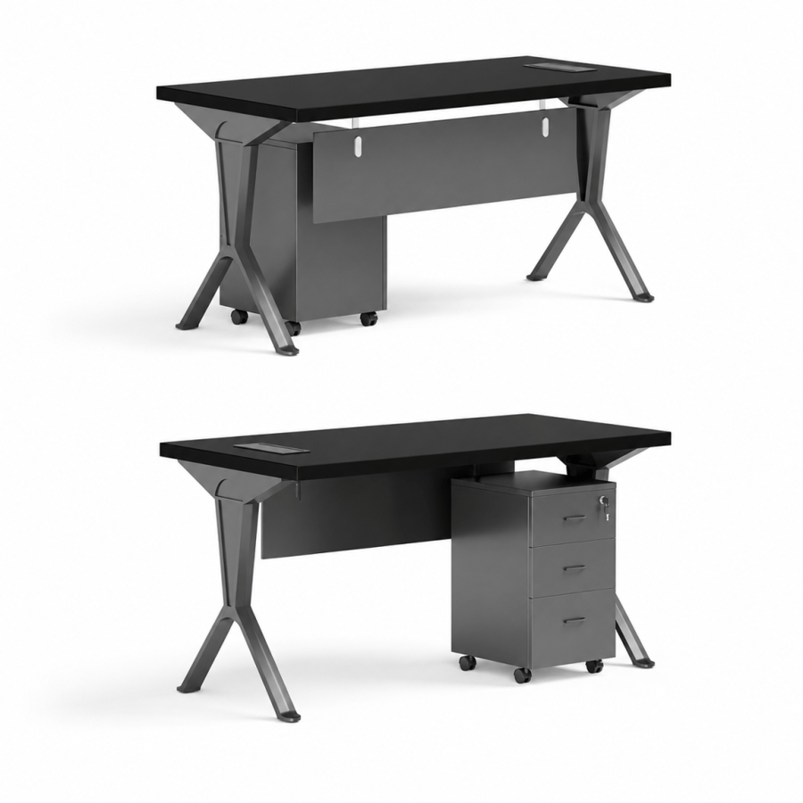 مكتب لون أسود ورمادي مقاس 140 سم