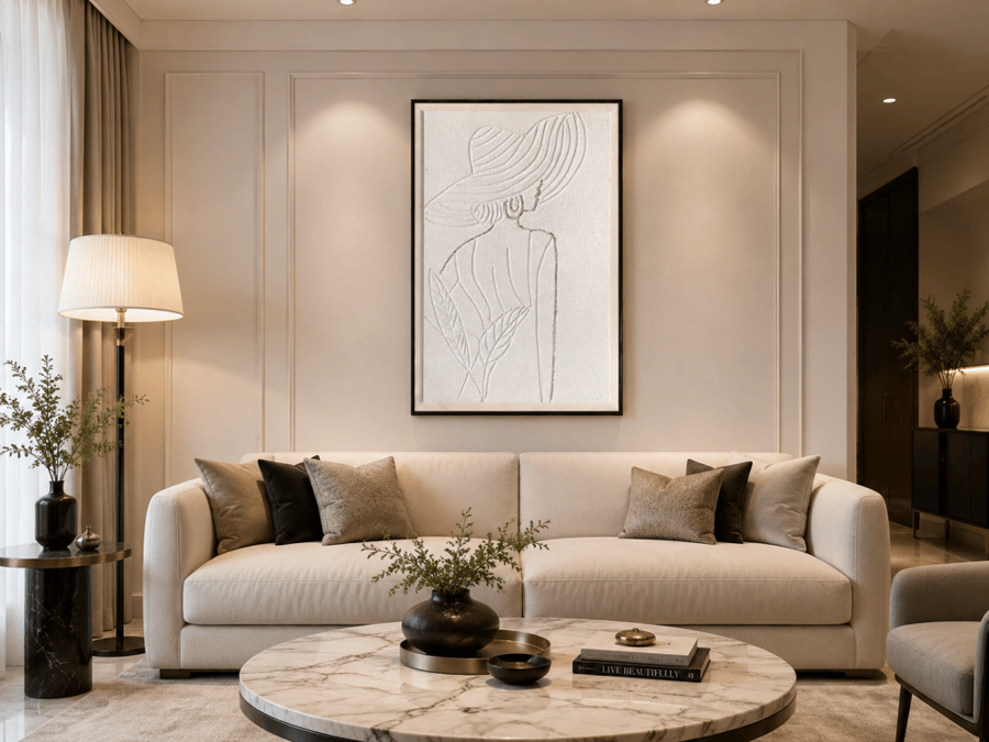 لوحة فنية مودرن بإطار أسود مقاس 100 × 150 سم