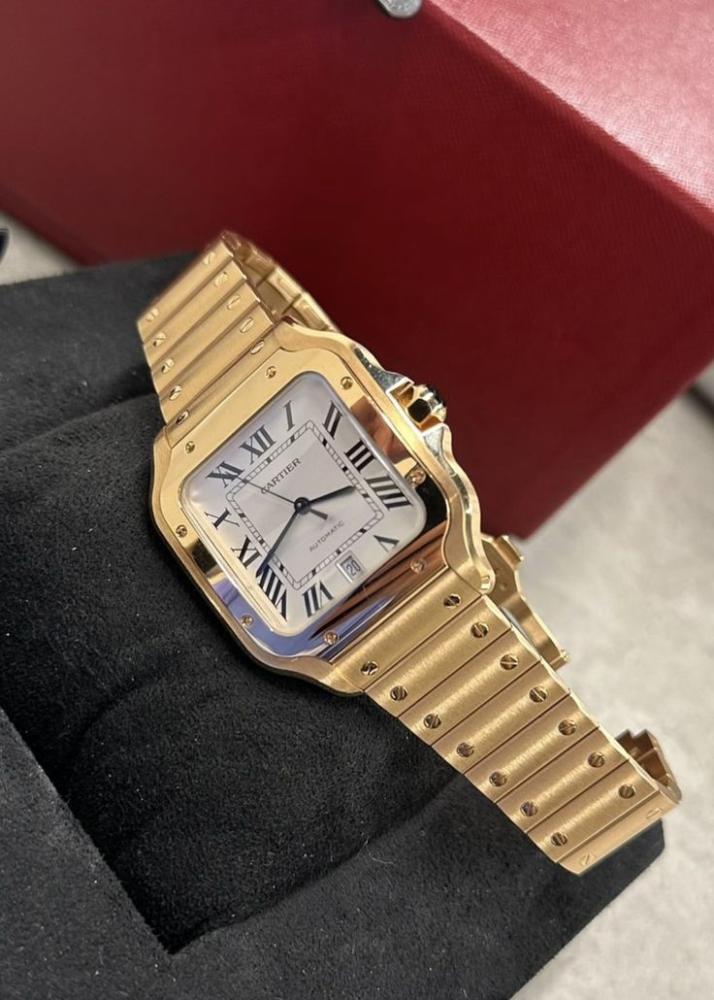 ساعه سانتوس دي كارتير لون ذهبي Santos de Cartier