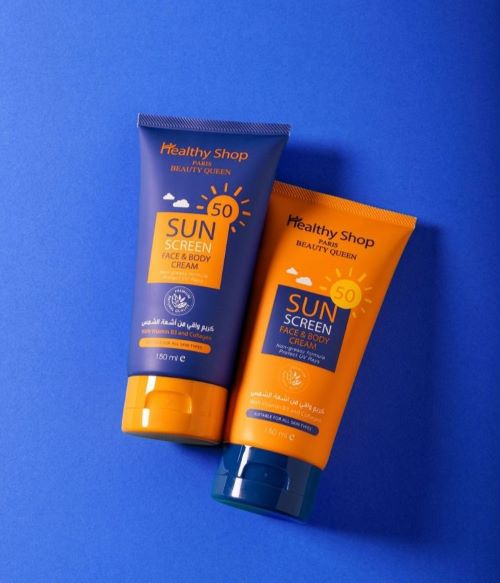 واقي شمس كريم 50 SPF صن سكرين للوجه والجسم لجميع انواع البشره من ماركة هيلثي شوب
