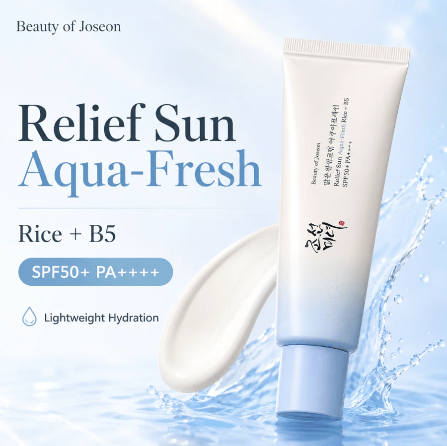 واقي شمس كريم بخلاصة الأرز مائي ريليف أكوا فريش 50 SPF من ماركة بيوتي اوف جوسون - 50 مل